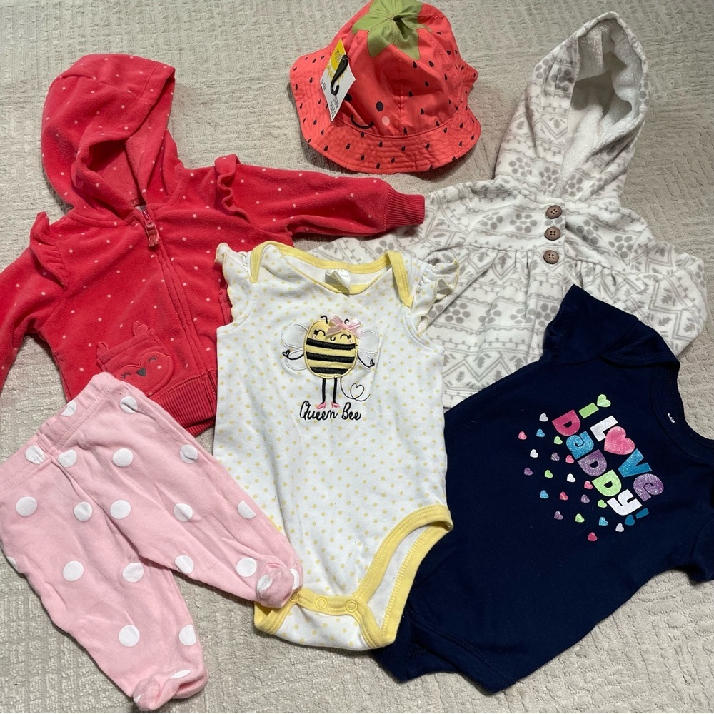 Carter’s Gerber onesie, pants, sun hat, hooded jackets Kiddo Bundle package 0-6M